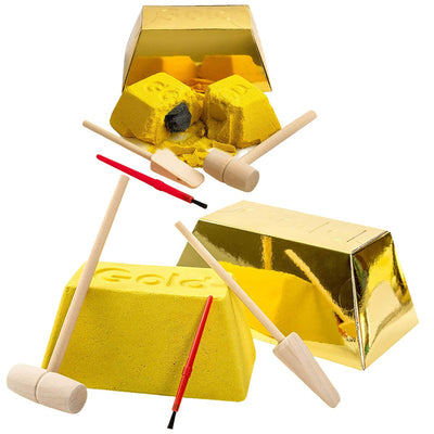 Kicko Excavation Kit - Gold Brick Dig Out - 8.25 Inch Gold Mining Set - Science