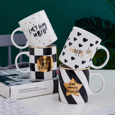 Set of 4 Ceramic Love Inspirational Coffee Or Tea Mug set Gift Set - Him And Her Gifts