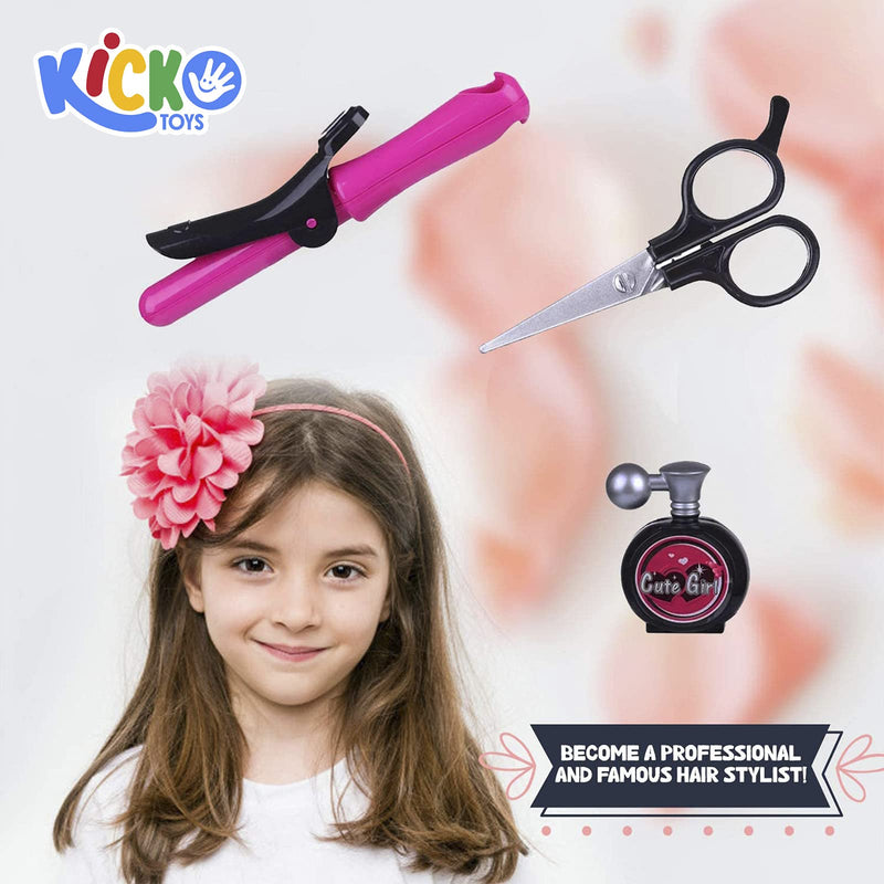 Kicko Hair Stylist Set for Girls - 5 Pieces Kids Hairdresser Tools - Perfect for Pretend