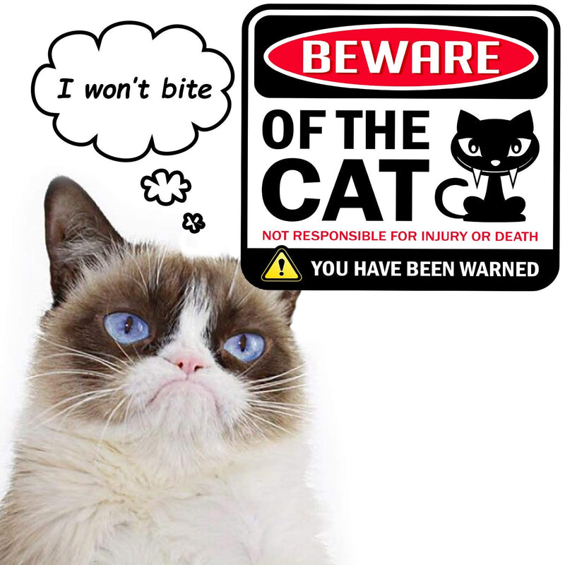 Bigtime Signs Beware of Cats Warning Sign - 12 inch Square - Danger Sign Funny Gag Gifts