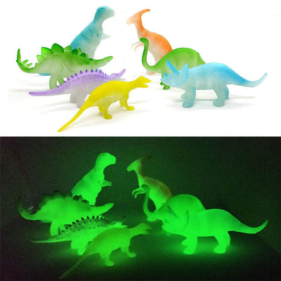 Kicko Glow in The Dark Dinosaurs - 12 Pack - Assorted Jurassic Toy Figure Collection