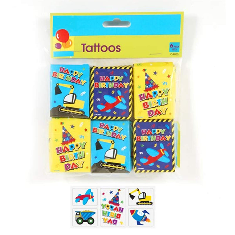 Kicko Birthday Boy Temporary Tattoos - 24 Packs - for Kids, Party Favors, Stocking