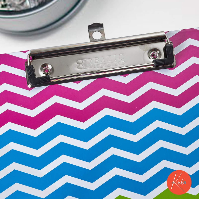 Kicko Patterned Paper Clipboard - Set of 6 Standard Size Paperboard in Colorful Stripe