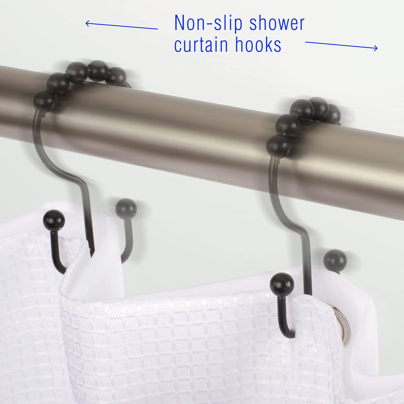 2lbDepot Double Shower Curtain Hooks Rings (Polished Nickel Decorative Finish) Premium