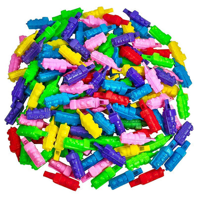 Kicko Plastic Train Whistle - 144 Pieces of Multi-Colored Noisemaker - Perfect for Kids