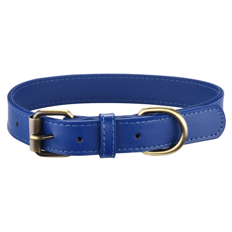 Blue Leather Collars For Dogs - Adjustable Heavy Duty Dog Collar For All Breed