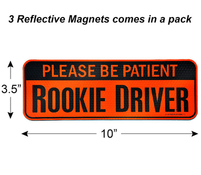 Reflective Student Driver Magnetic Sticker Signs (10" Orange Reflective Rookie