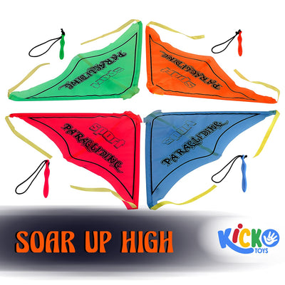 Kicko Sports Glider Kite for Kids with Flying Colorful Paragliding with Band, Pack