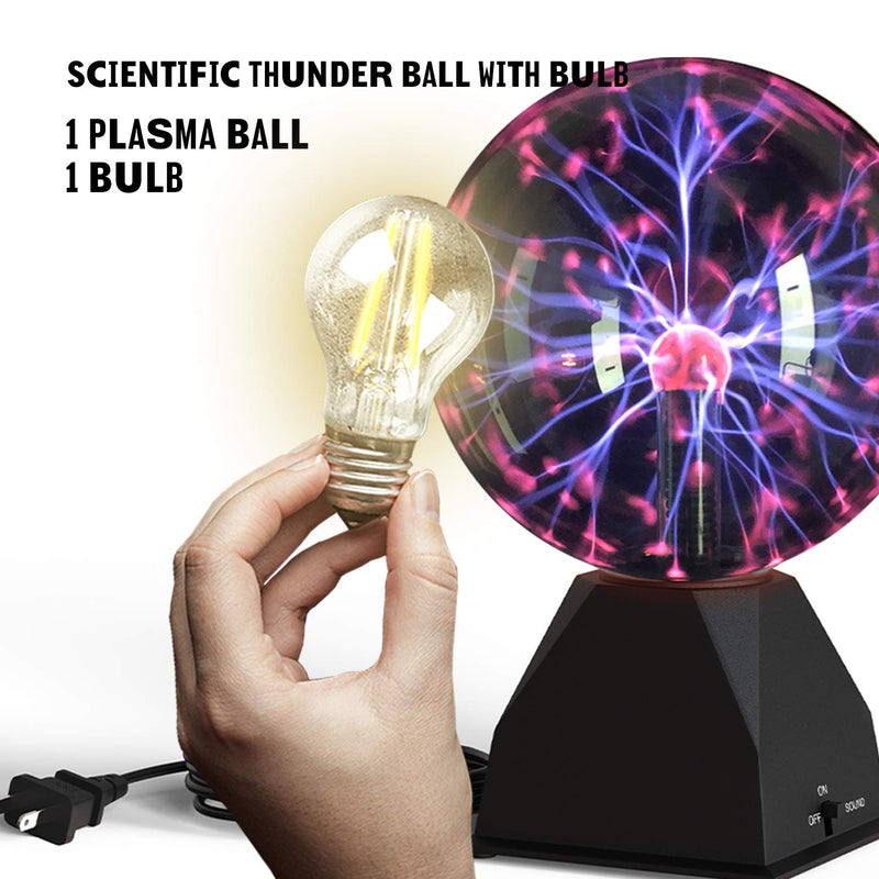 Katzco Plasma Ball with Bulb - 7.5 Inch - Nebula, Thunder Lightning, Plug-in -