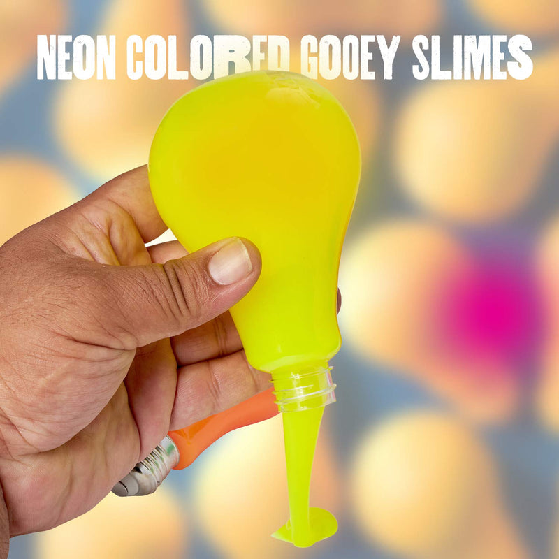 Kicko Bulb Slime - Pack of 6 Neon Colored Gooey Slimes in 5 Inch Clear Bulb Container