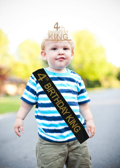 4th Birthday King Crown and Sash for Boy,4th Birthday for Him,4th Birthday Sash,4th