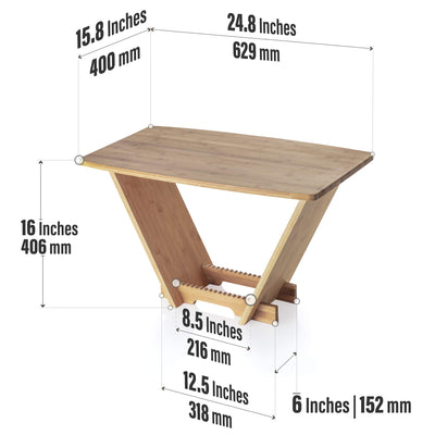 TunePhonik Bamboo LP Record Holder w/Turntable Display Shelf to Stack and Organize 45s/7