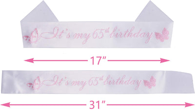 65th Birthday Gifts for Women, 65th Birthday Tiara and Sash, Its My 65th Birthday Sash