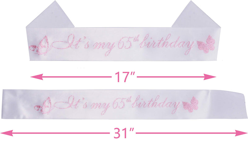 65th Birthday Gifts for Women, 65th Birthday Tiara and Sash, Its My 65th Birthday Sash