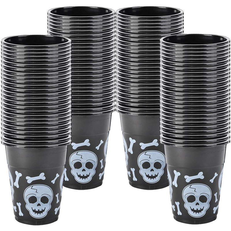 Kicko Skull and Bones Party Cups - 100 Pack - Disposable Drink Cups for Kids and Adults