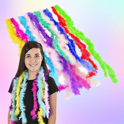 Kicko Mini Marabou Feather Boas - 12 Pack of 44 Inches - Assorted - for Halloween