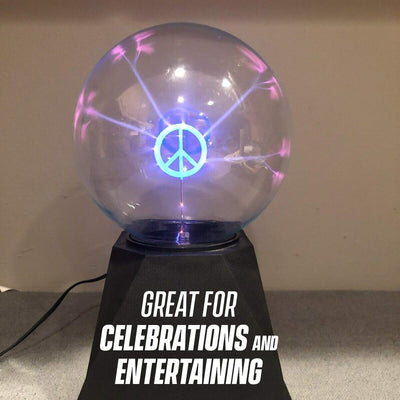 Katzco Peace Sign Plasma Ball with Bulb - 7.5 Inch - Nebula, Thunder Lightning, Plug-In