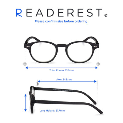 Round-Blue-Light-Blocking-Reading-Glasses-Black-3-00-Magnification-Computer-Glasses