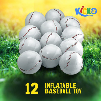 Kicko 9 Inch Inflatable Baseball Toy - 12 Pieces of Squishy and Bouncy Ball - Party Bag