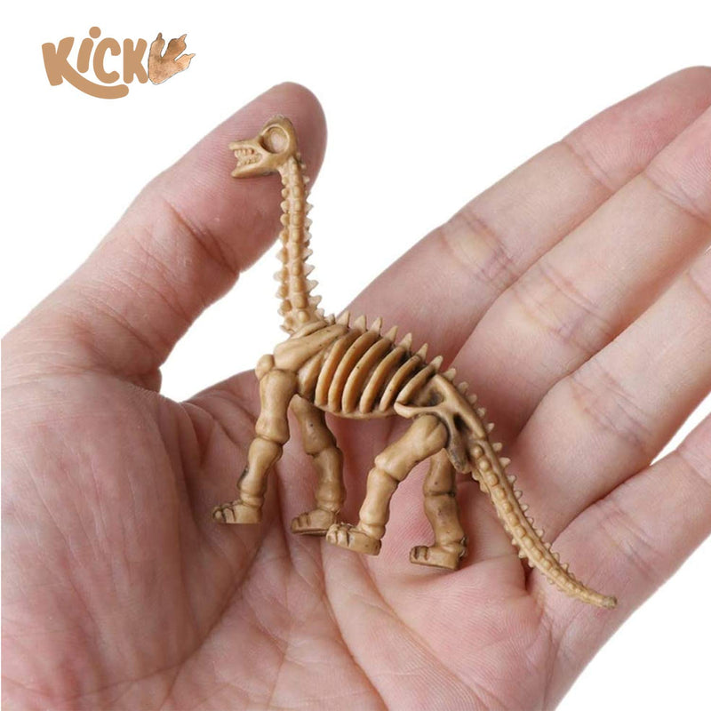 Kicko Assorted Dinosaur Fossil Skeleton - 12 Pack - 3D Toy Figures - for Pretend Play