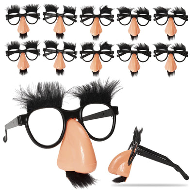 Kicko Disguise Glasses with Funny Nose - Eyebrows and Mustache - 12 Pack - for Kids Party