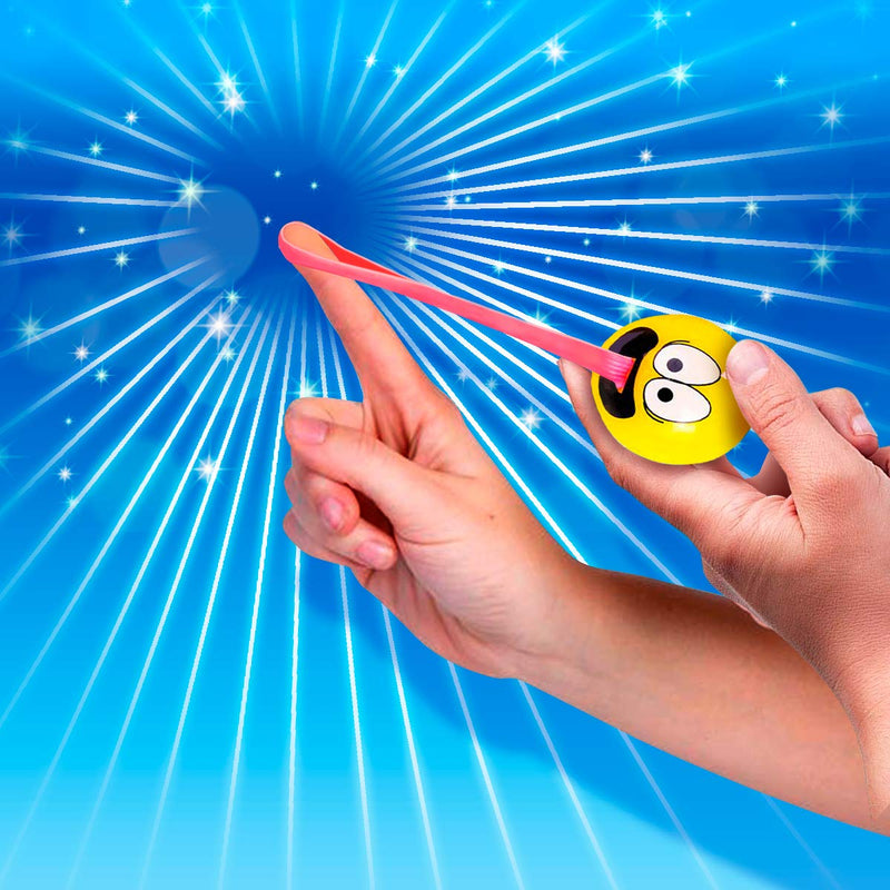 Kicko Stretch Tongue Emoticon Slingshot Ball - Pack of 6, 2 Inch Emoji Stretchy Tongue