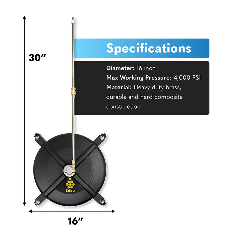 EDOU 16-Inch Pressure Washer Surface Cleaner - Power Washer Accessory with Wheels - 2