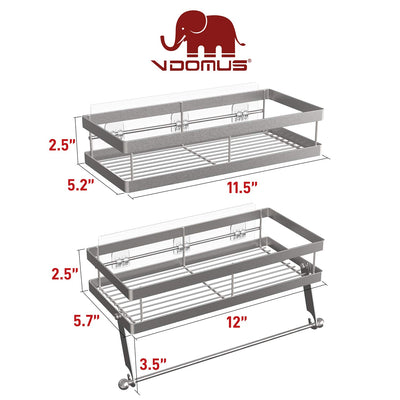 Vdomus Shower Shelves for Tile Walls with Towel Holder, 2 in 1 Adhesive Shower Caddy