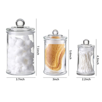 Mini Glass Apothecary Jars | Bathroom Storage Organizer | Cotton Jar, Storage Canisters