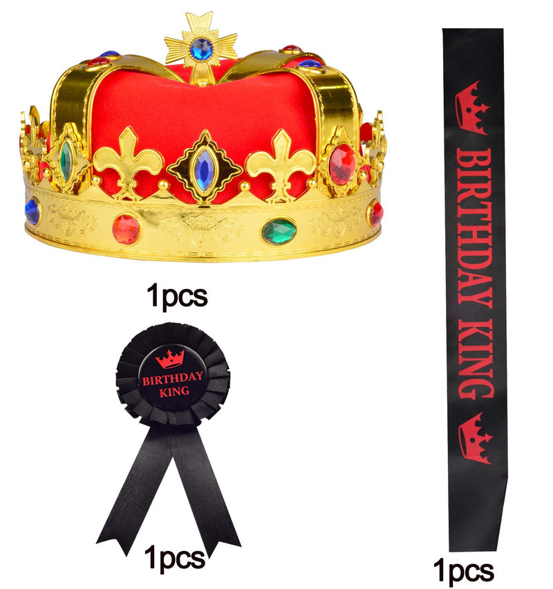 Birthday King Crown and Sash for Boy, Birthday Boy Prince Crown Sash and Pin for Boy, Its