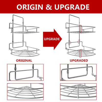 Strong Shower Caddy 2 Tier Bathroom Corner Shelf Organizer Polished Chrome - No Drilling