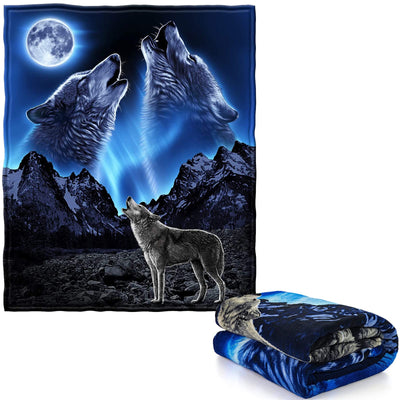 Wolves Howling Moon Super Soft Plush Fleece Throw Blanket