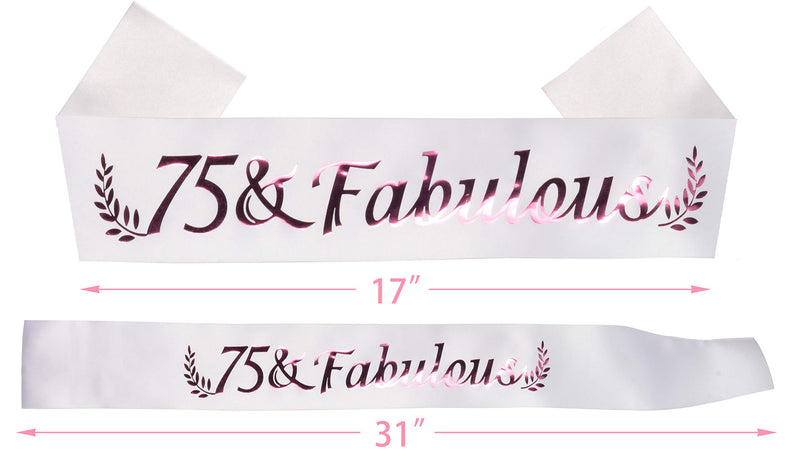 75th Birthday Gifts for Women, 75th Birthday Tiara and Sash, 75 Fabulous Sash and Crystal