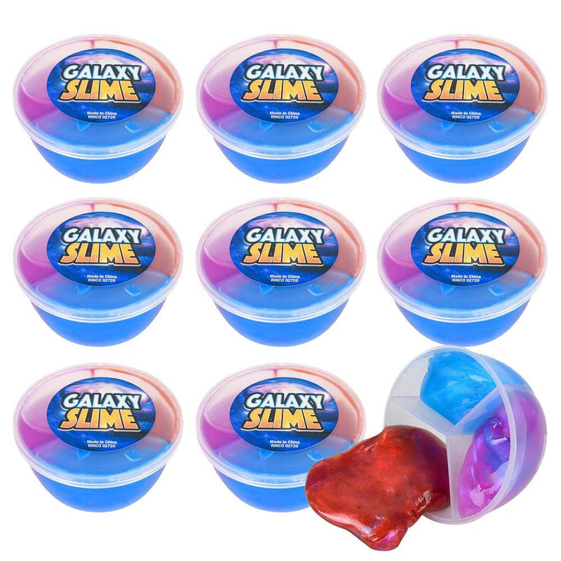 Kicko Galaxy Slime Tubs - Pack of 12 Three-Toned Marbled Slimes in a Tub - Good for Party