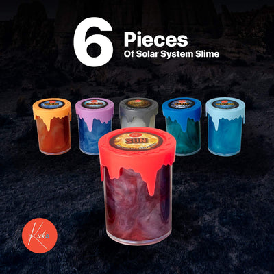 Kicko Solar System Slime - Pack of 6 Colorful Galaxy Sludgy Gooey Fidget Kit for Sensory