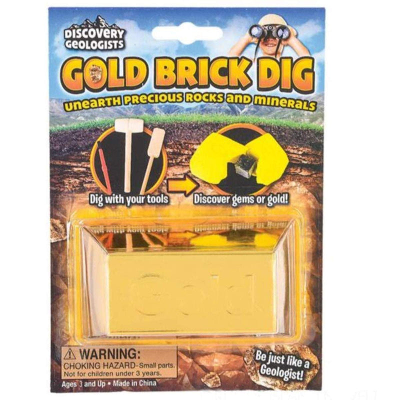 Kicko Excavation Kit - Gold Brick Dig Out - 8.25 Inch Gold Mining Set - Science