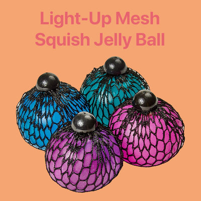 Kicko 3 Inch Light-Up Mesh Squish Jelly Ball - 12 Pieces, Stress Balls for Adults, Fun