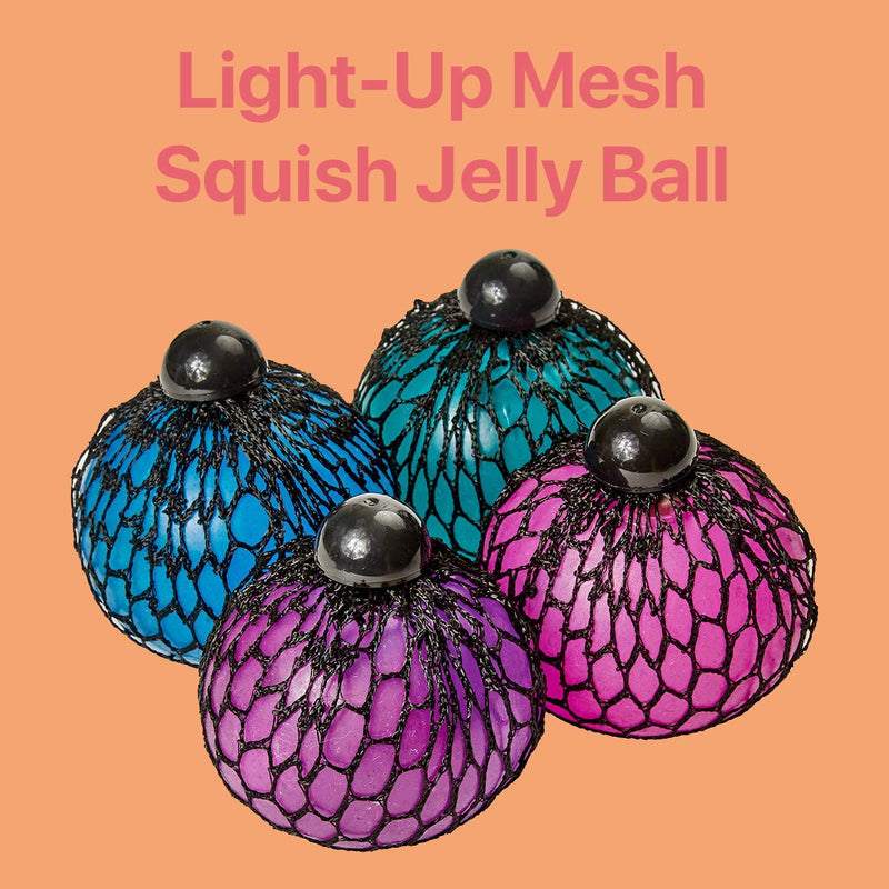 Kicko 3 Inch Light-Up Mesh Squish Jelly Ball - 12 Pieces, Stress Balls for Adults, Fun