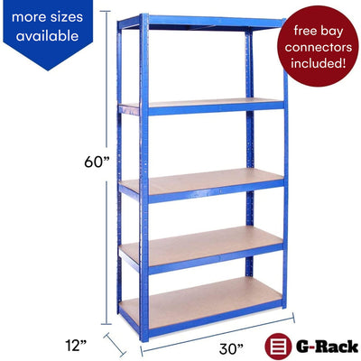 Garage Shelving Units - 60" H x 30" L x 12" W - Heavy Duty Racking - Shelves for Storage