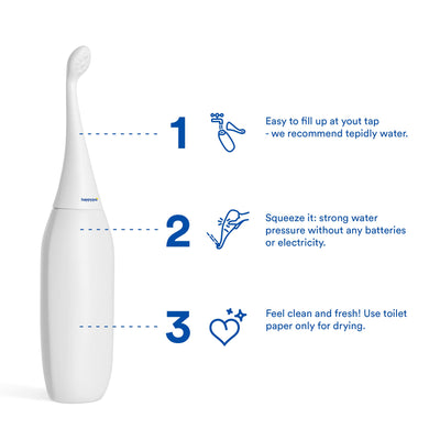 The Original HAPPYPO Shower | White l Portable Bidet with Travel Bag l The Easy