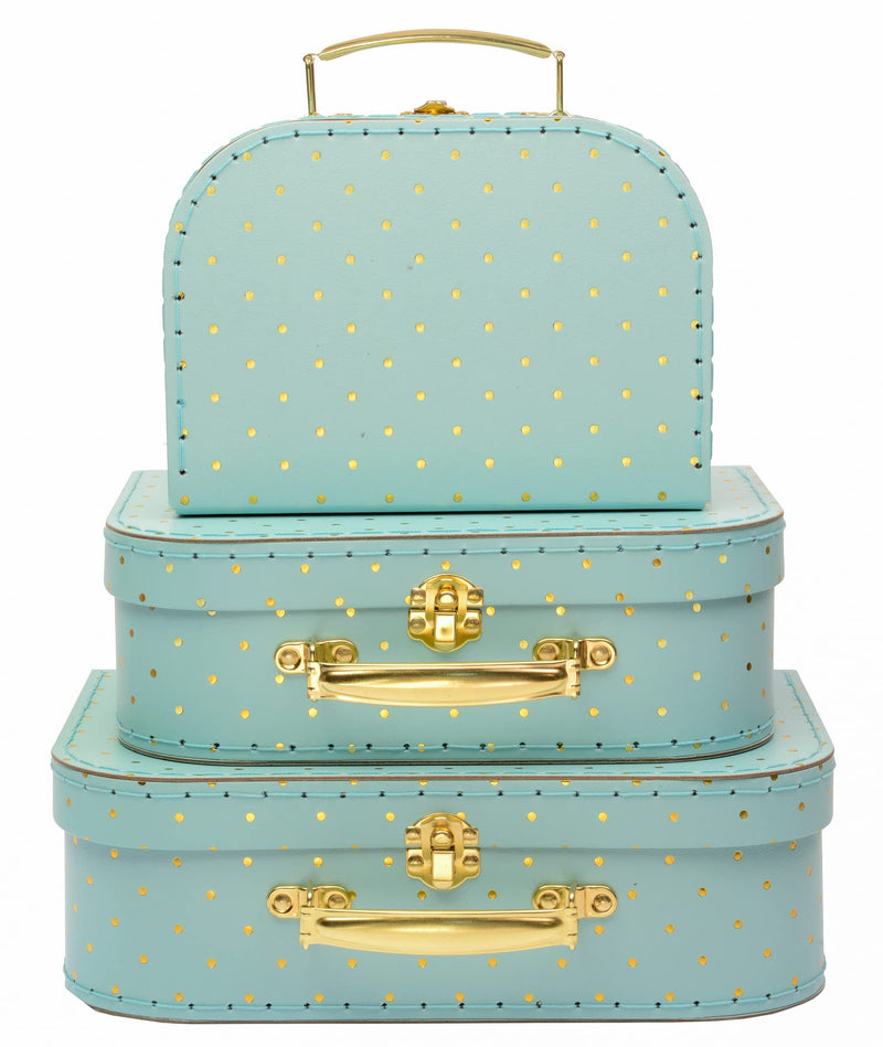 Jewelkeeper Paperboard Suitcases, Set of 3  Nesting Storage Gift Boxes for Birthday