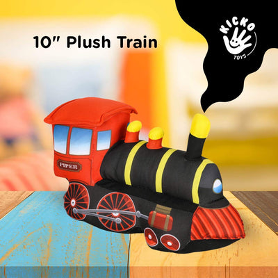 Kicko Train Plush Toy - 1 Pack - 10 Inch - Black and Red Stuffed Locomotive Engine Doll