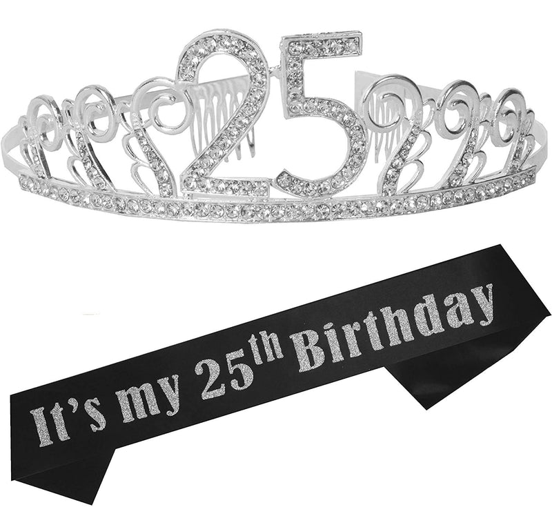 25th Birthday, 25th Birthday Gifts for Women, 25th Birthday Crown, 25th Birthday Sash