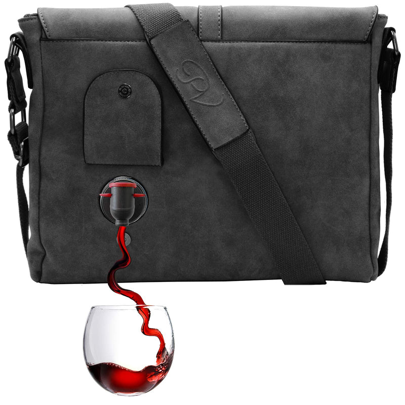 PortoVino Wine Messenger Bag (Slate) - Holds 1.5 liters - Stylish with Hidden, Insulated