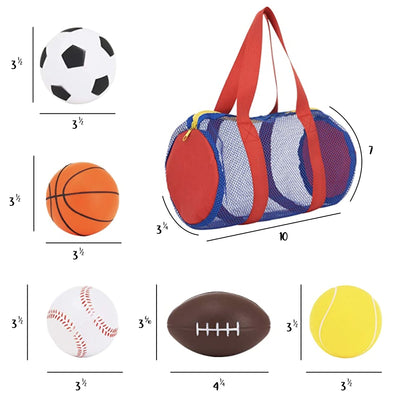 Balls For Kids, Toddler Sports Toys - Set Of 5 Foam Sports Balls + Free Bag - Perfect