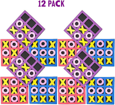 Kicko Tic Tac Toe Mini Foam Game -12 Pack of 5 X 5 Inch Boards for Kids and Adults. Non