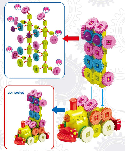 Top Race Remote Control Moving Gear Train Stem Building Toy with Lights and Sound Gift