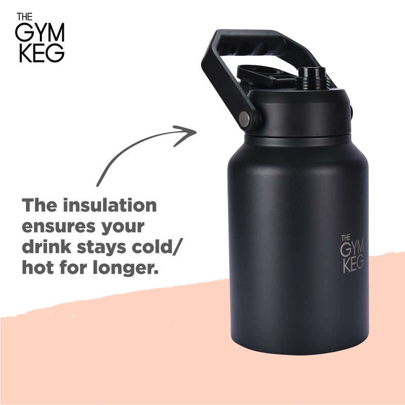 Gym Keg Stainless Steel Insulated Sports Water Bottle (64oz) - Resistant Sweat-F