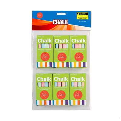 Kicko 12 Boxes of Colored Chalk, 3.5 Inches 4 Sticks per Box Assorted Colors, Non-Toxic