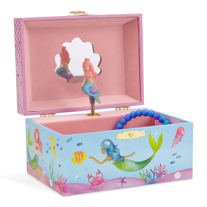 Jewelkeeper Mermaid Musical Jewelry Box, Underwater Design with Narwhal, Over the Waves